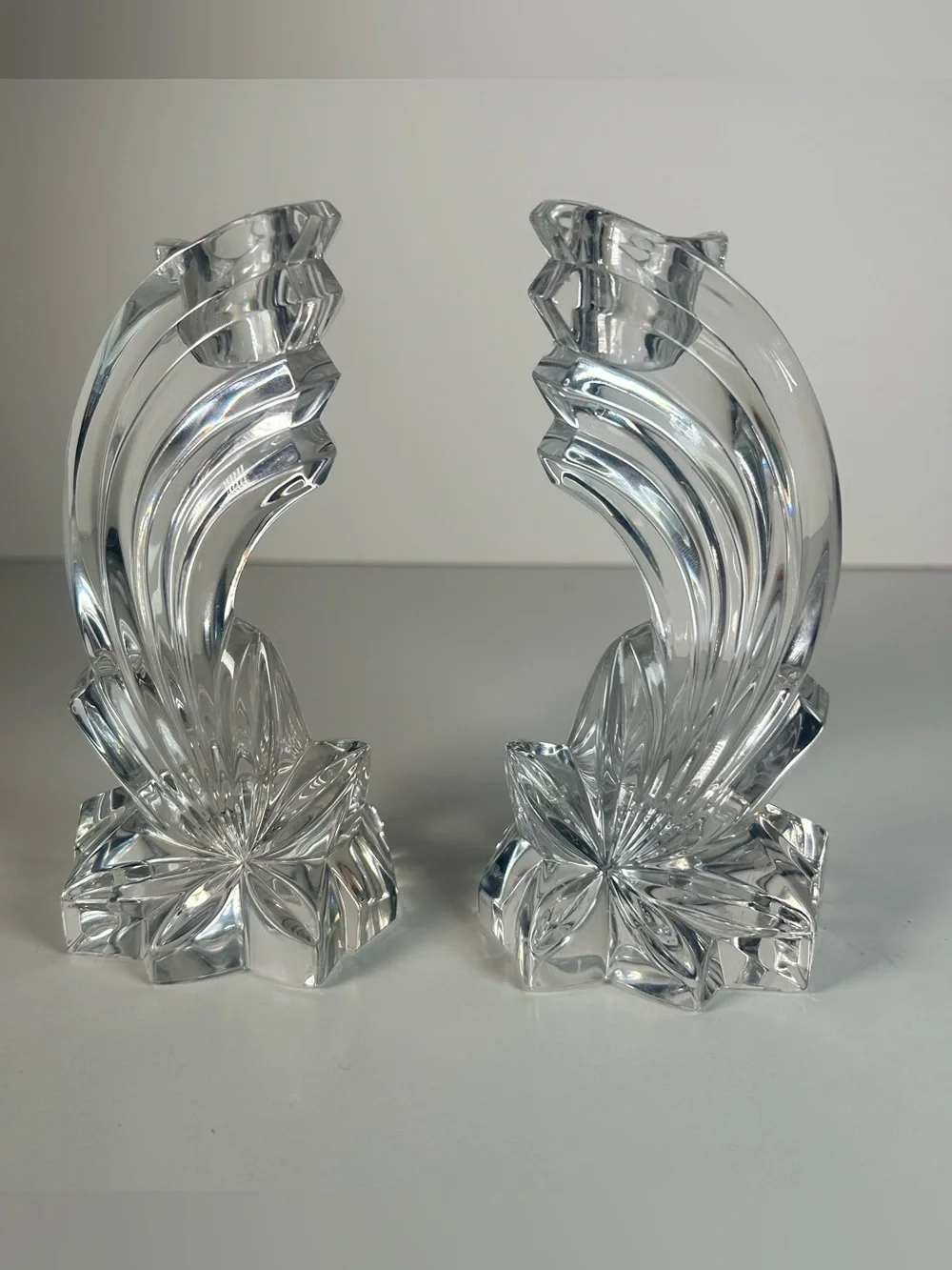 Lenox Fall Star Fine Crystal Candlestick Holders Set Of 2 Vintage Clear Elegant
